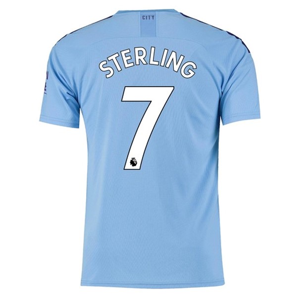 Camiseta Manchester City NO.7 Sterling Replica Primera Ropa 2019/20 Azul